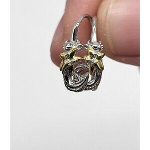 PROESS AXOLOTL Hugging Starfish Sterling Silver 925 Huggie Hoop Earrings Lever B